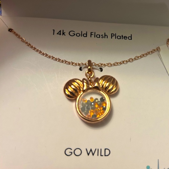 NWT Disney 14k gold flash plated go wild Minnie necklace - Picture 2 of 5